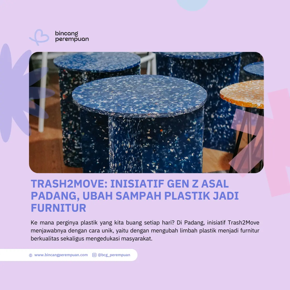 Trash2Move Inisiatif Gen Z Asal Padang, Ubah Sampah Plastik Jadi Furnitur