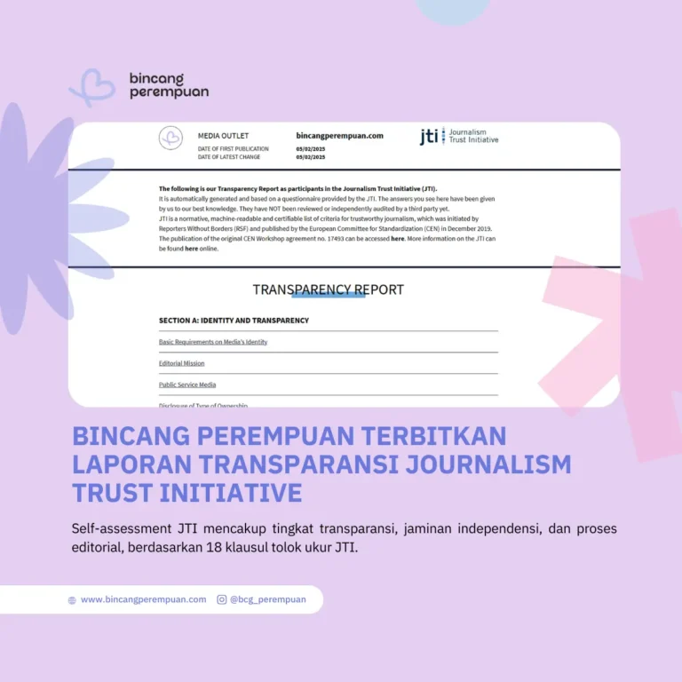 Bincang Perempuan Terbitkan Laporan Transparansi Journalism Trust Initiative