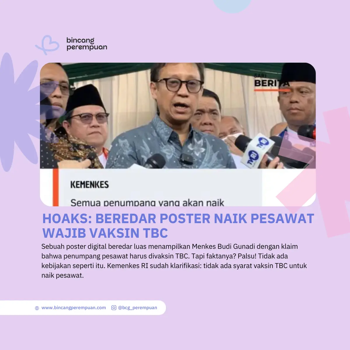 Hoaks Beredar Poster Naik Pesawat Wajib Vaksin TBC