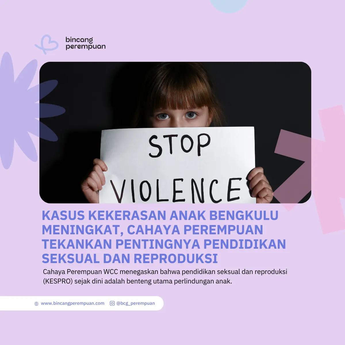 Kasus Kekerasan Anak Bengkulu Meningkat, Cahaya Perempuan Tekankan Pentingnya Pendidikan Seksual dan Reproduksi